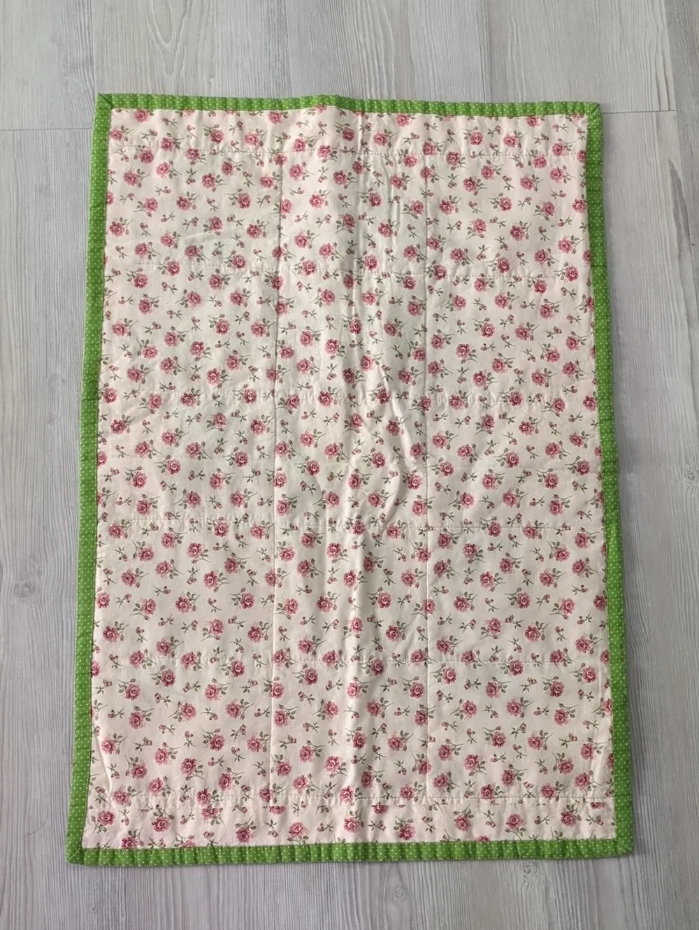 Handmade Pink Patchwork Quilt Wall Hanging Floral Cottagecore Shabby Chic Decor